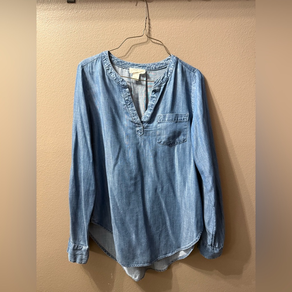 LOFT Lounge Light Blue Denim Top